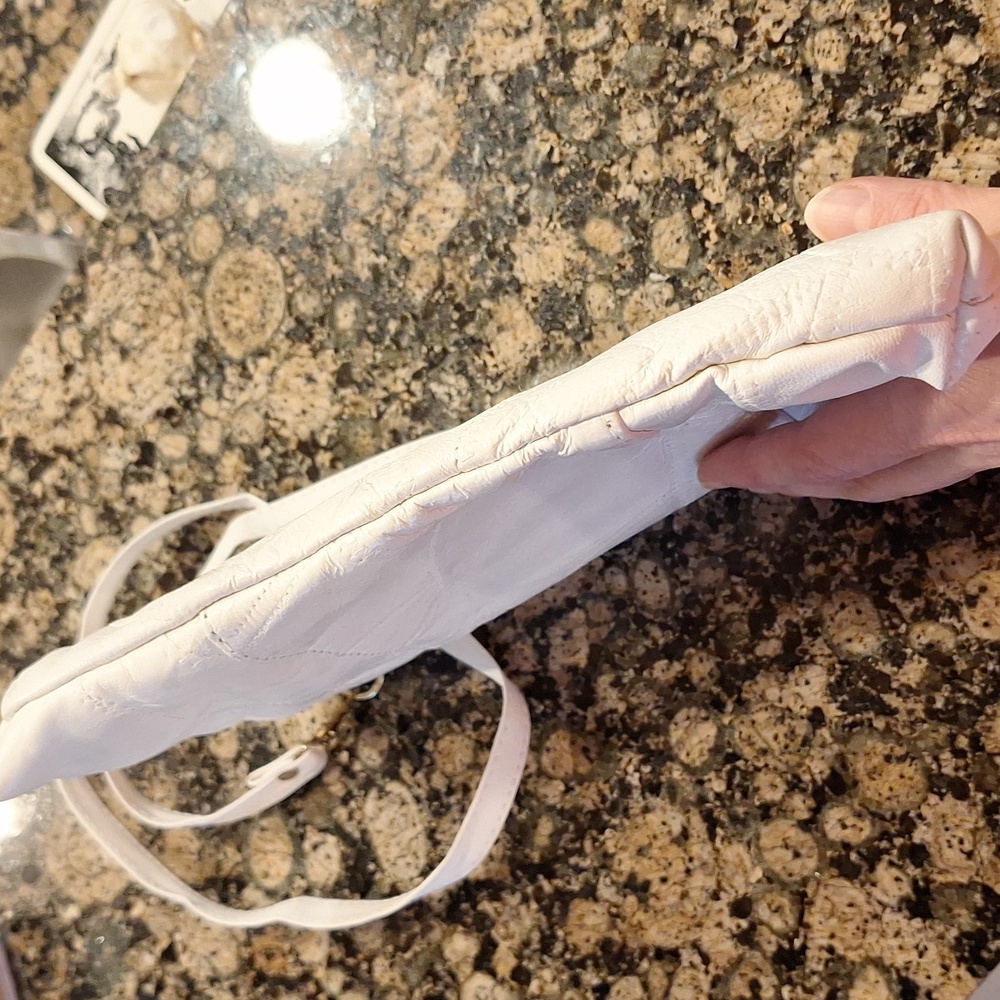 Vintage 80's White Leather Patchwork Convertible … - image 6